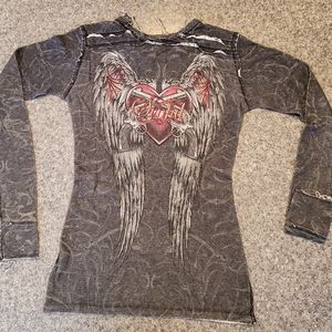 Sinful Frayed Reversible Thermal Style Long Sleeve Shirt from Buckle